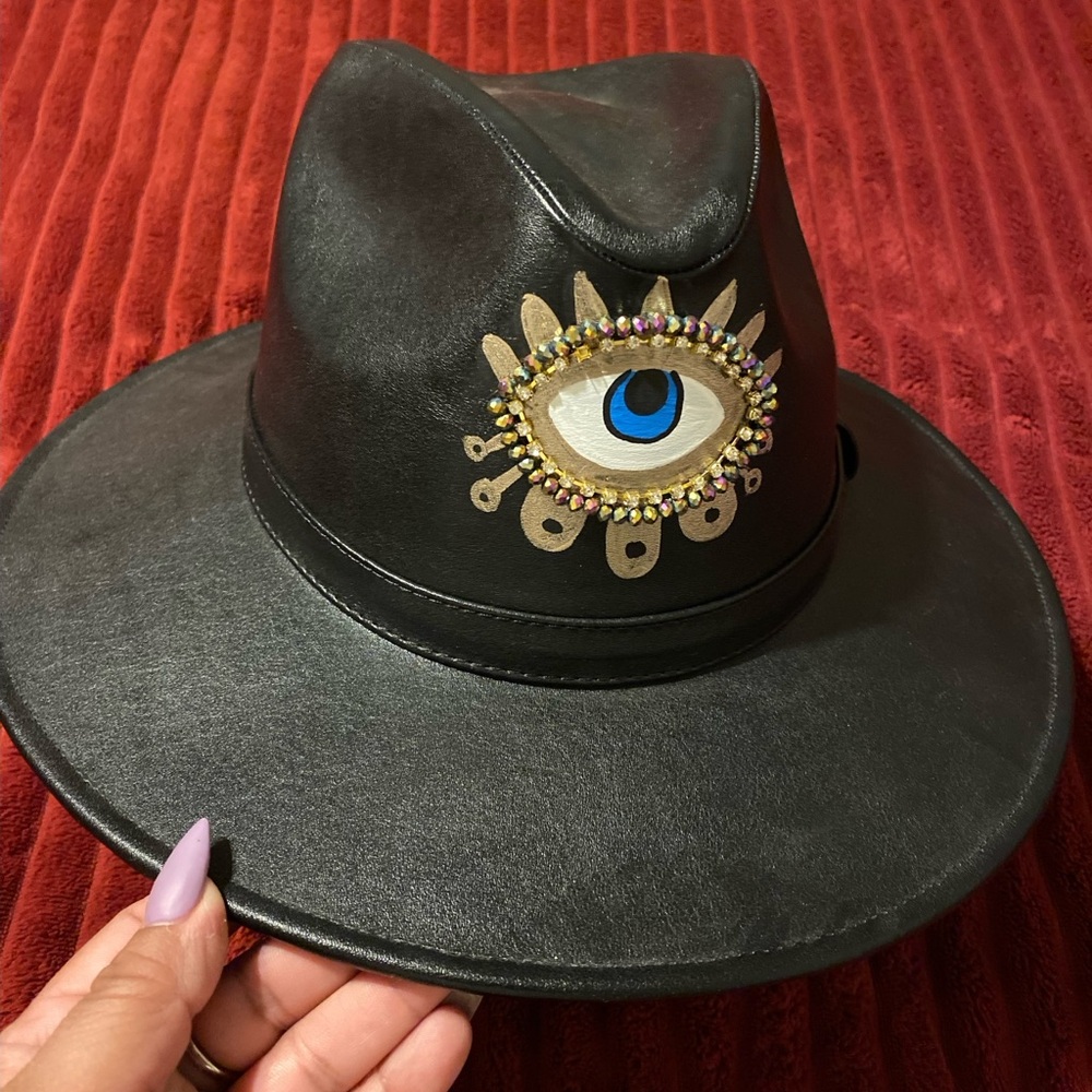 New Black evil eye fedora hat - Picture 1 of 2